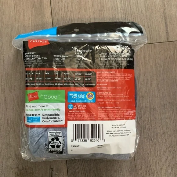 Hanes Men's Boxers pack of 2 tagless boxer briefs size large brand new unopened - Picture 2 of 9